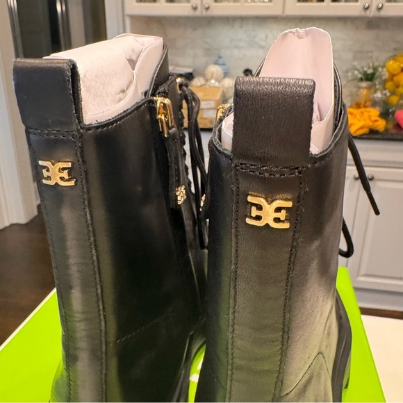 NEW! Sam Edelman Lovrin Women’s Black Leather Combat Boots Size 6 - Picture 6 of 13